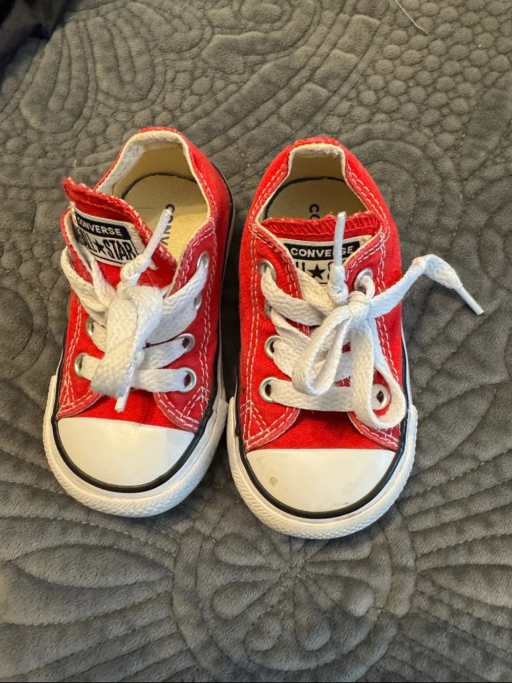 Converse Kids Red Low-Top Canvas Sneakers with White Accents
